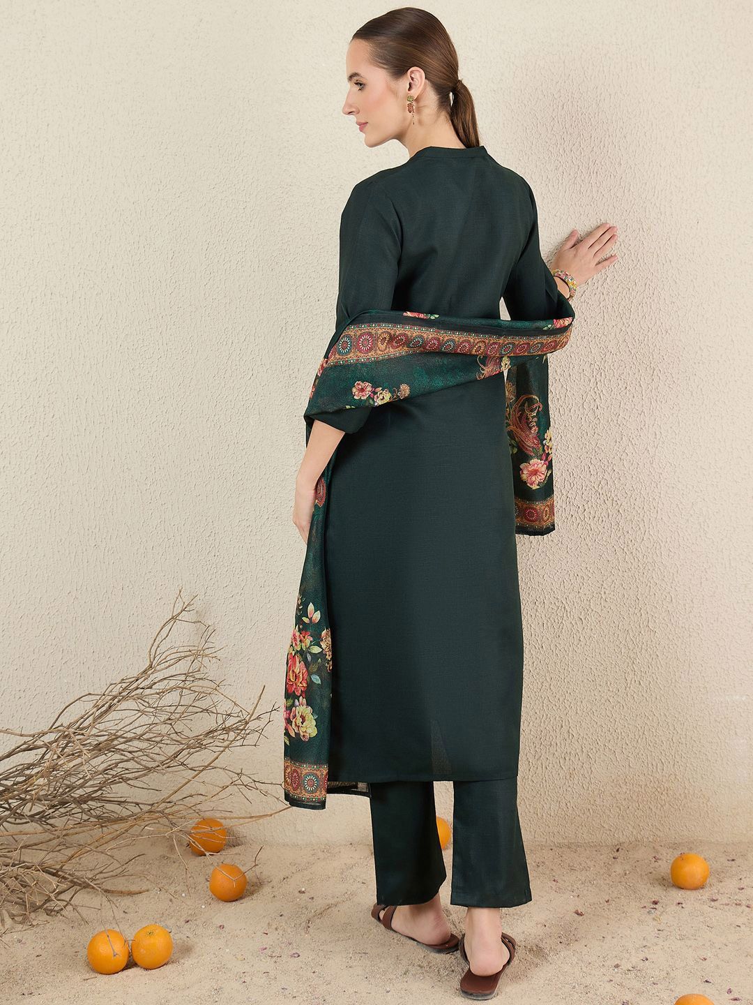 Women Embroidered Regular Kurta with Trousers & Dupatta
