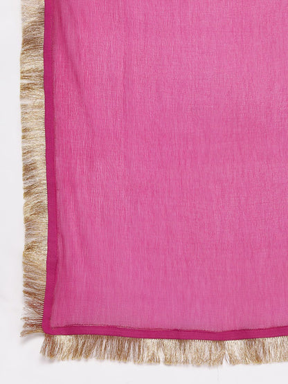 Dhiyona VA Women's Fuchsia Kurta with Trousers & With Dupatta