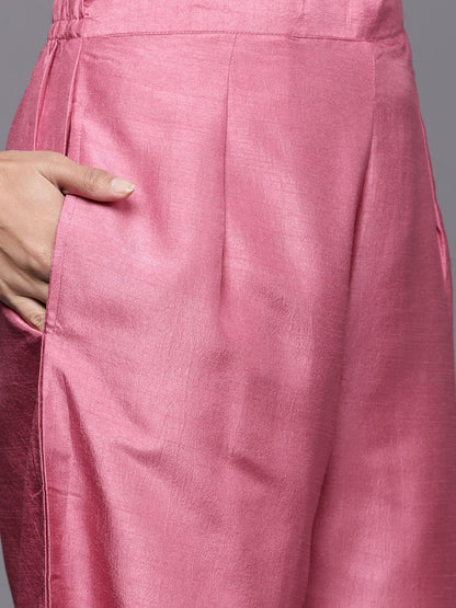 Women Pink Ethnic Motifs Yoke Design Kurta with Palazzos