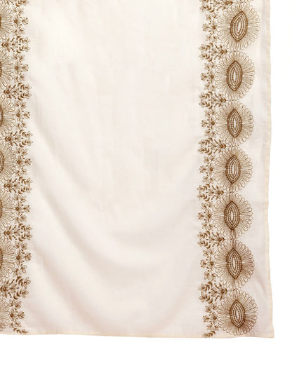 Dhiyona IE Floral Embroidered Thread Work Pure Cotton Kurta with Trousers & Dupatta