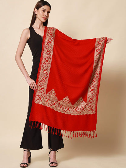 Dhiyona PA Women Red Embroidered Shawl