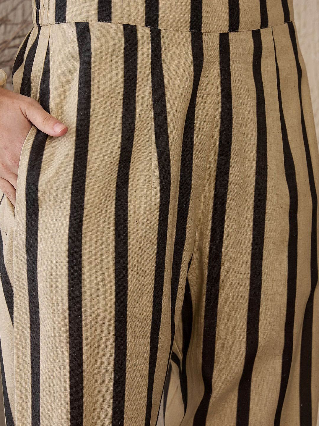 Women Printed Regular Linen Kurta with Trousers