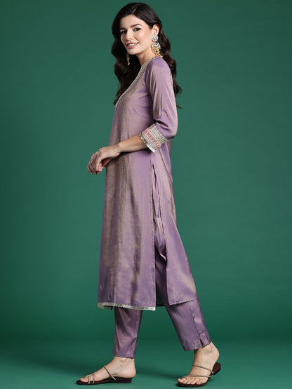 Ethnic Motifs Embroidered Sequinned Kurta With Trousers & Dupatta