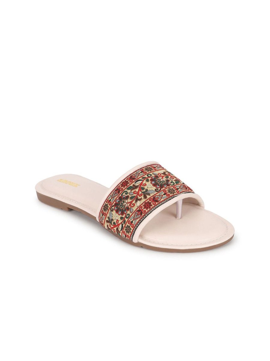 Dhiyona AK Women Woven Design Embroidered Open Toe Flats