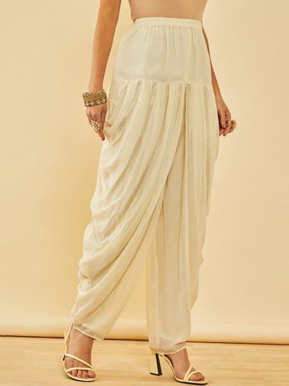 Dhiyona SO Women's Floral Printed Regular Beads and Stones Kurta with Dhoti Pant & With Dupatta