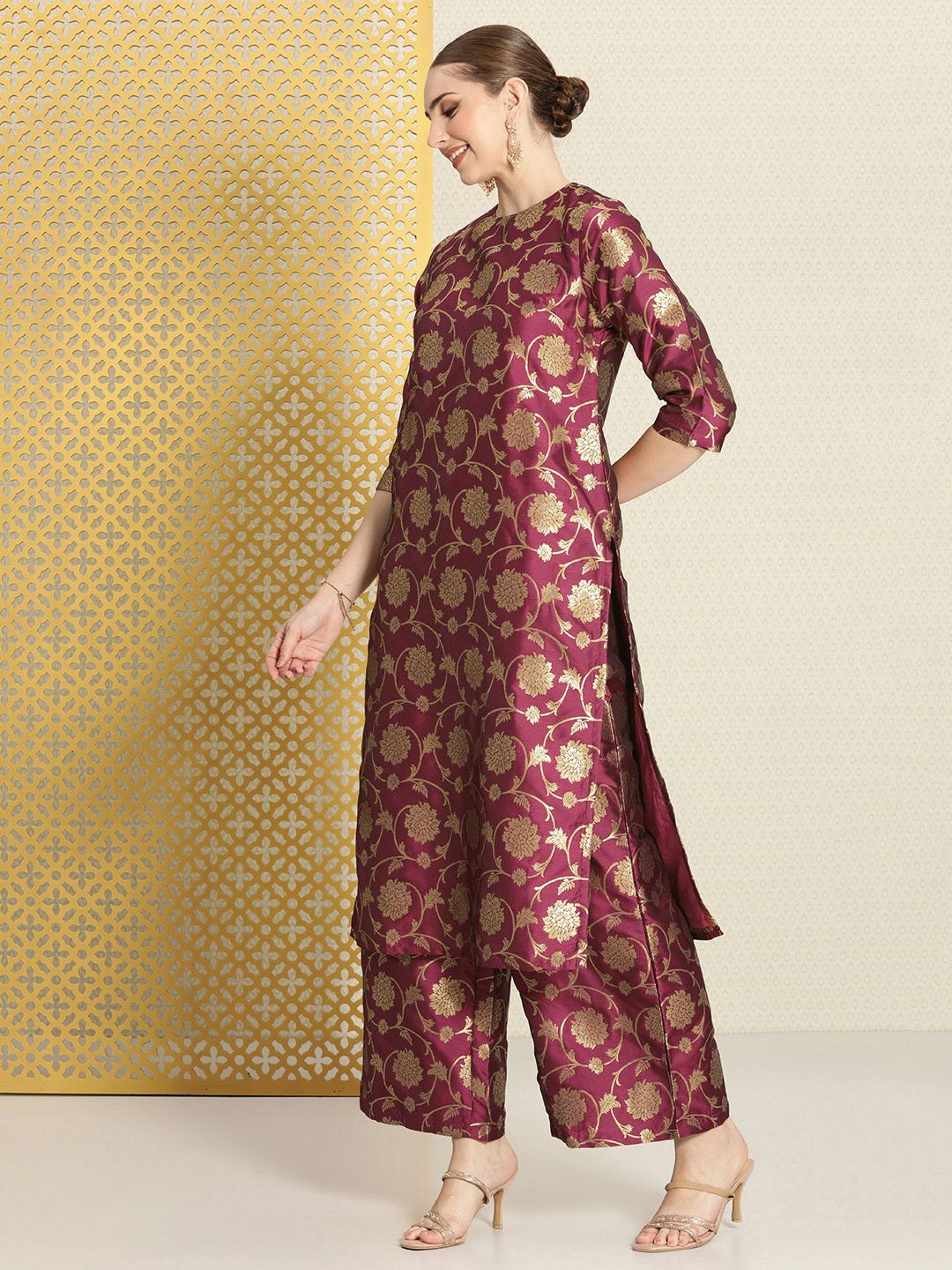 Dhiyona PD Women Women Jashn Floral Self-Design Kurta & Palazzos With Dupatta