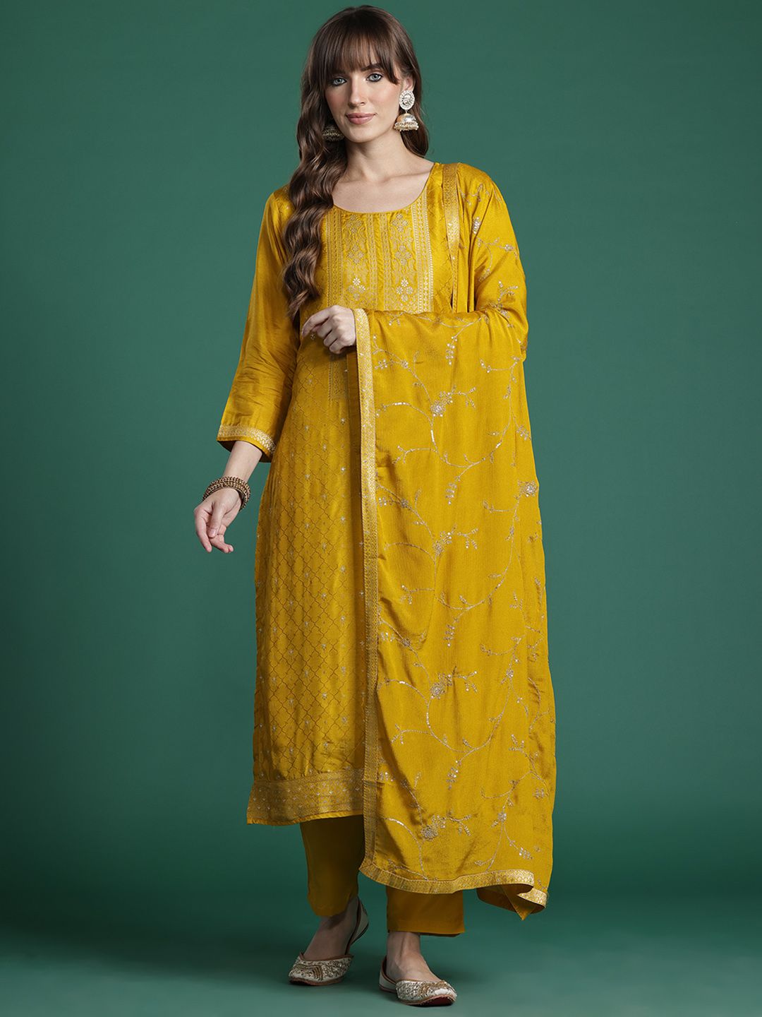 Ethnic Motifs Printed Kurta with Trousers & Dupatta