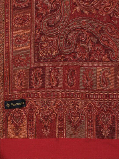 Dhiyona PA Women Maroon Paisley Woven Design Jamawar Shawl