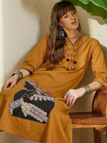 Dhiyona IE Embroidered V-Neck Pure Cotton Top With Trouser