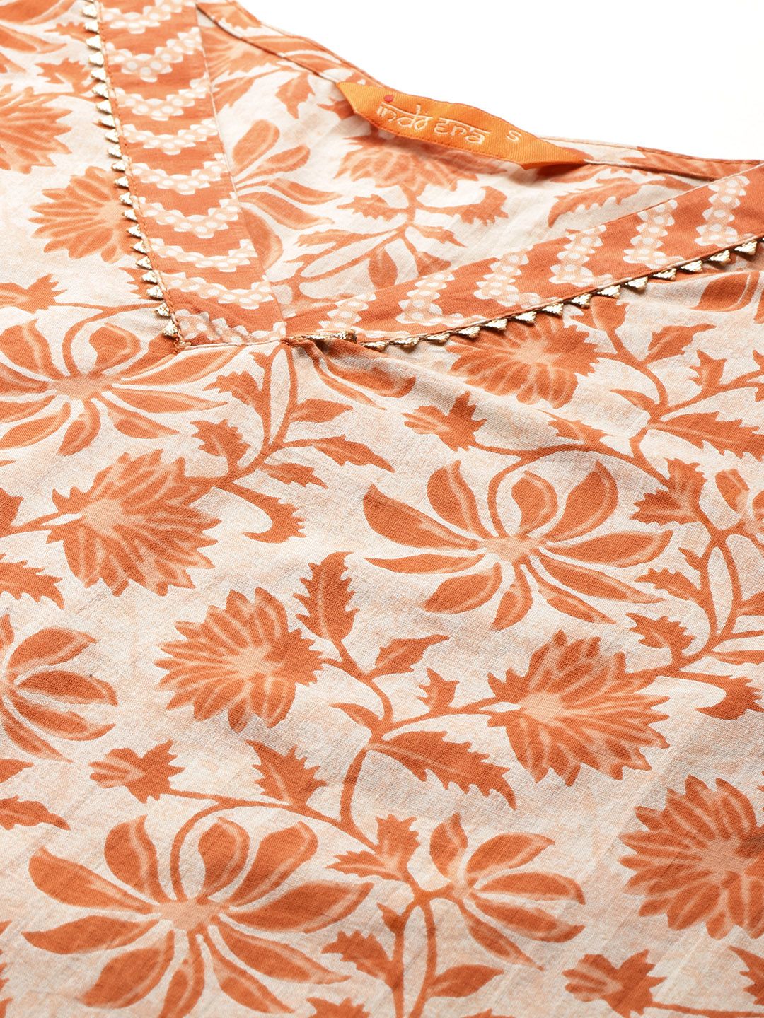 Floral Printed Gotta Patti Pure Cotton Kurta With Trousers & Dupatta