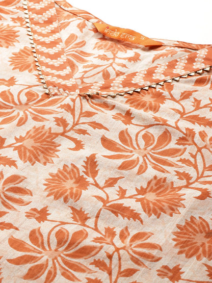 Floral Printed Gotta Patti Pure Cotton Kurta With Trousers & Dupatta