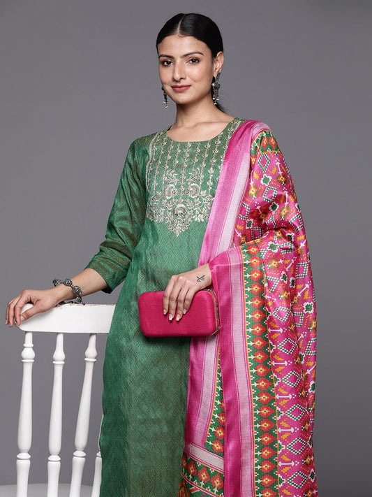 Dhiyona VA Women's Ethnic Motifs Embroidered Kurta with Trousers & With Dupatta