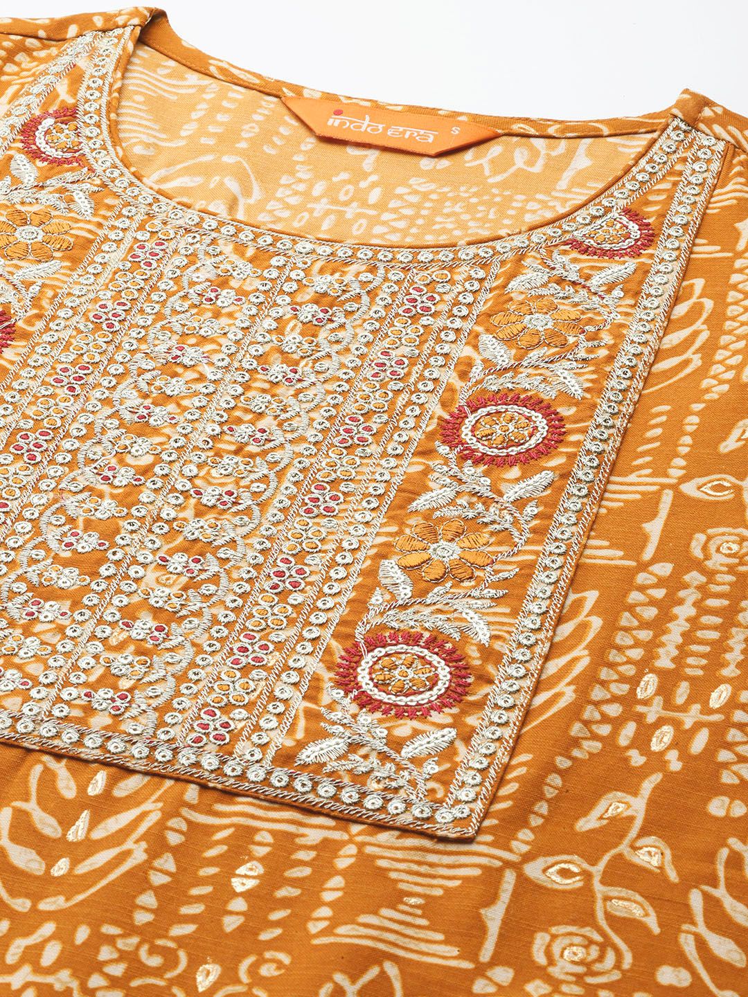 Ethnic Motifs Printed Thread Work Pure Cotton Kurta with Trousers & With Dupatta