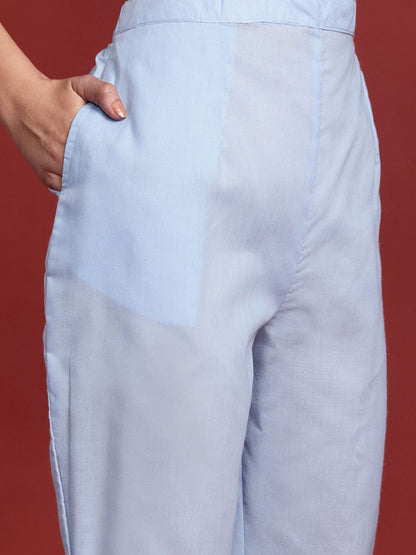 Dhiyona IE Floral Embroidered Tassel Detailed Pure Cotton Kurta & Trousers With Dupatta