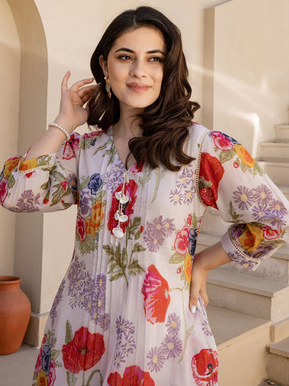 Dhiyona IE Printed Pure Cotton Tunic & Trousers Co-ords