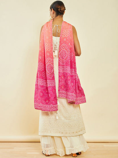 Dhiyona SO Women's Ethnic Motifs Embroidered High Slit Thread Work Kurta With Sharara & Dupatta
