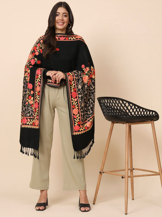 Dhiyona PA Ethnic Motifs Embroidered Shawl