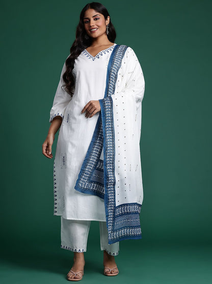 Dhiyona IE Ethnic Motifs Embroidered Kurta with Trousers & Dupatta