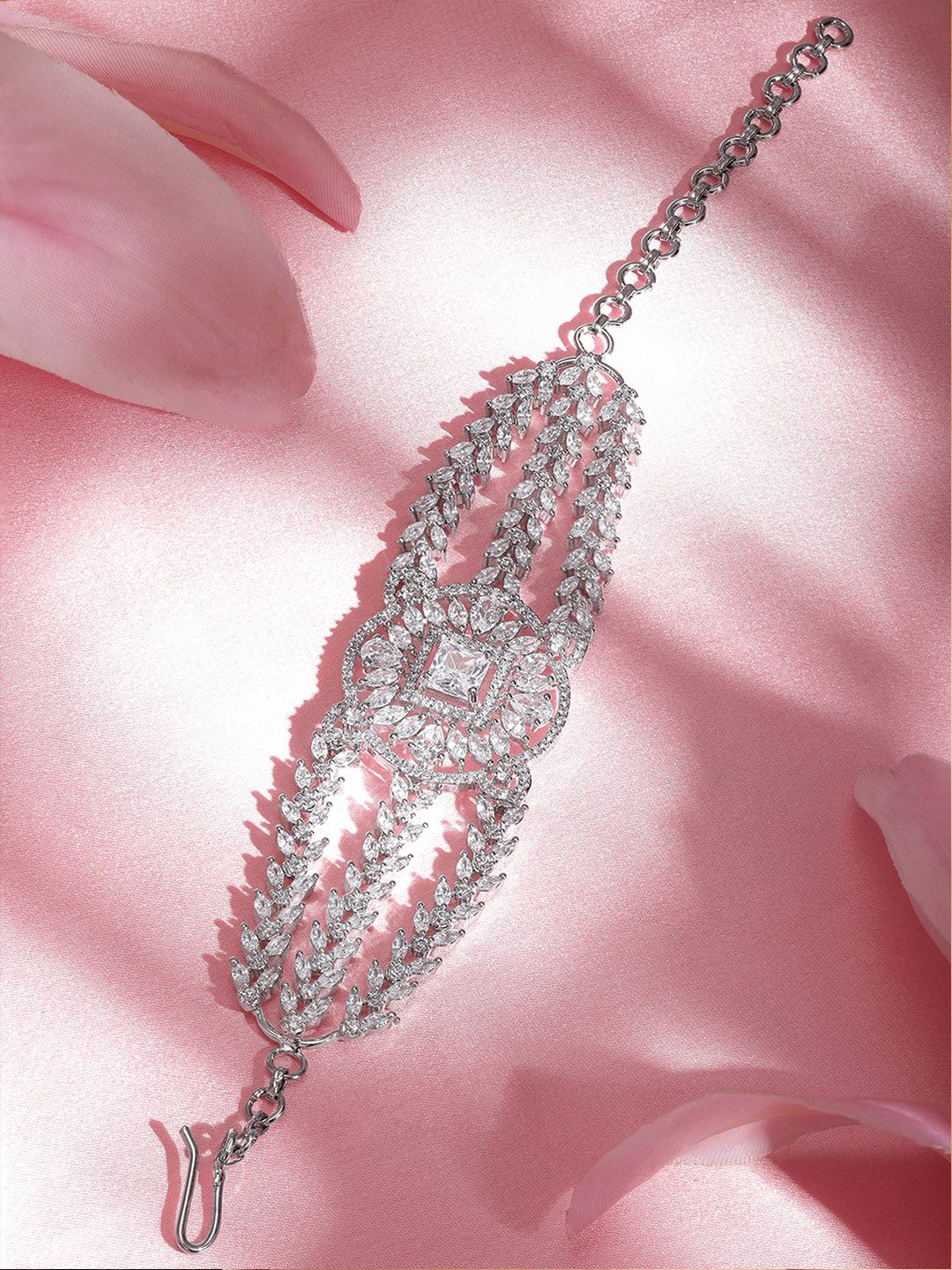 Dhiyona RJ Women's Cubic Zirconia Rhodium-Plated Wraparound Bracelet