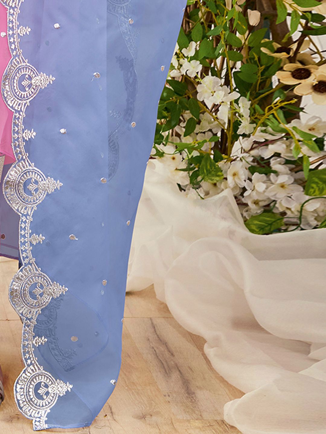 Dhiyona IE Women Ethnic Motifs Embroidered Regular Kurta with Trousers & With Dupatta