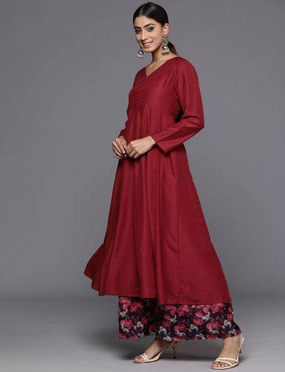 Dhiyona VA Women'sFloral Anarkali Kurta with Palazzos & Dupatta