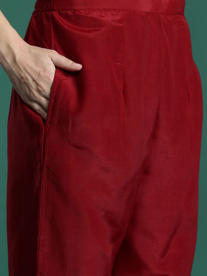 Floral Embroidered Sequinned Kurta with Trousers & With Dupatta