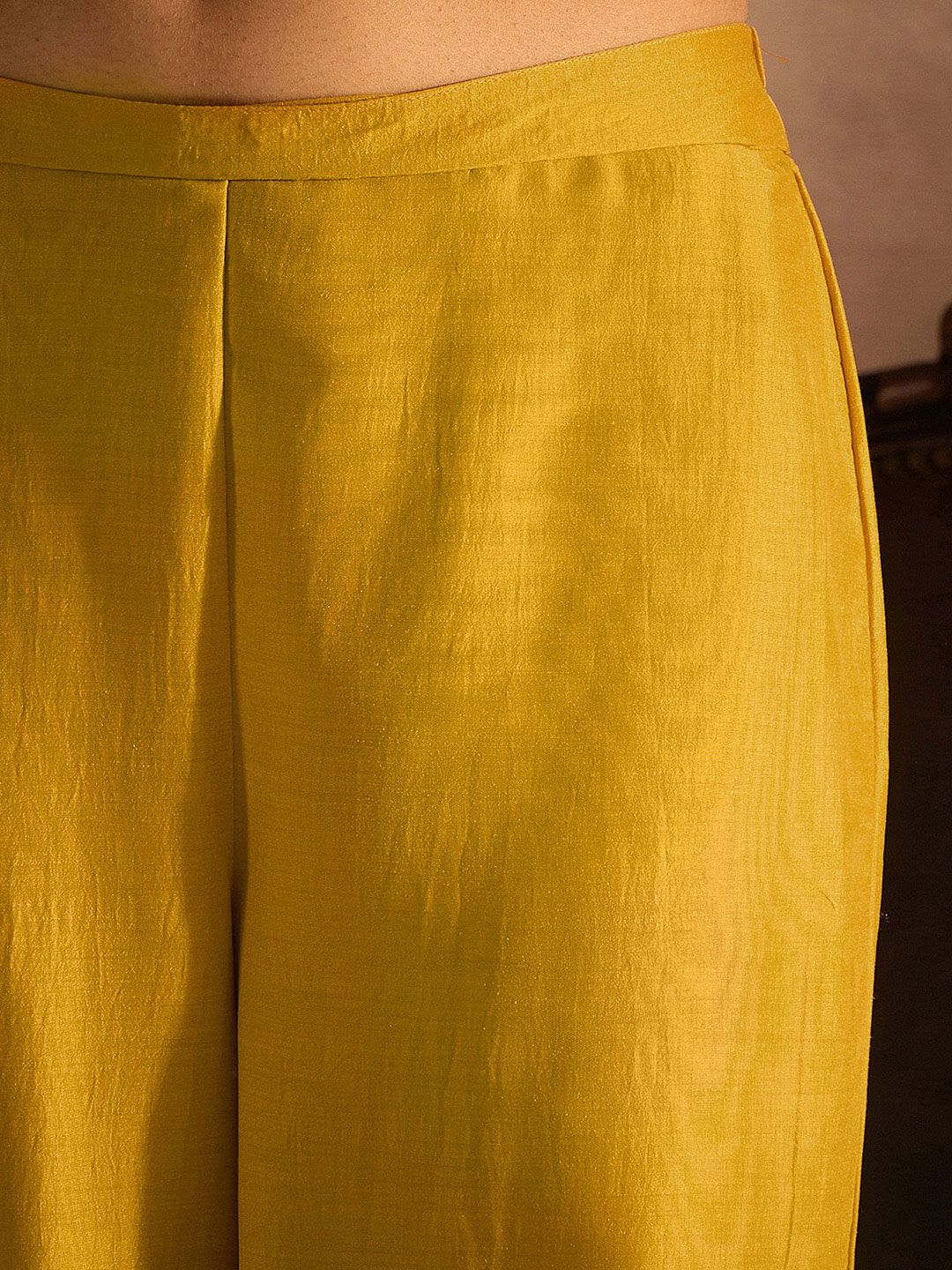 Dhiyona IE Yellow Paisley Embroidered Regular Straight Kurta With Trousers & Dupatta