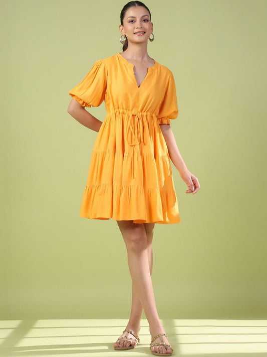 Dhiyona AY Women's Puff Sleeve Fit & Flare Mini Dress