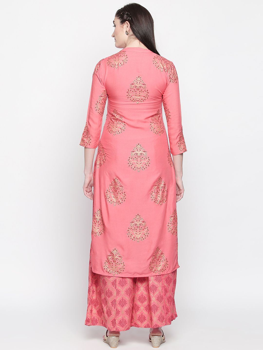 Dhiyona IS Women's Women Pink Printed Kurti with Palazzos