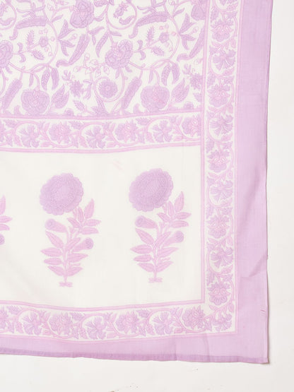 Women Floral Printed Pure Cotton Kurta with Trousers & With Dupatta
