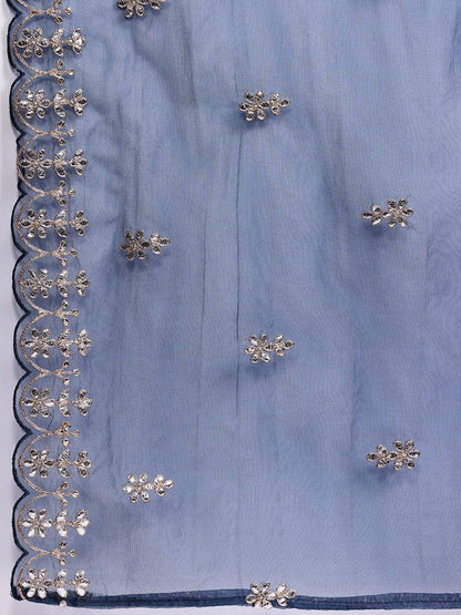 Dhiyona IE Ethnic Motifs Embroidered Gotta Patti Kurta With Trousers & Dupatta
