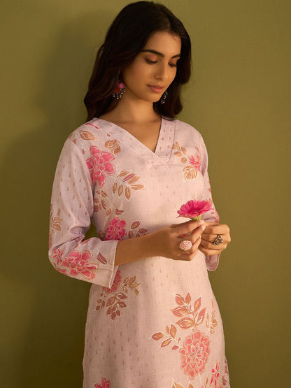 Dhiyona IE Women Floral Printed Regular Kurta with Trousers