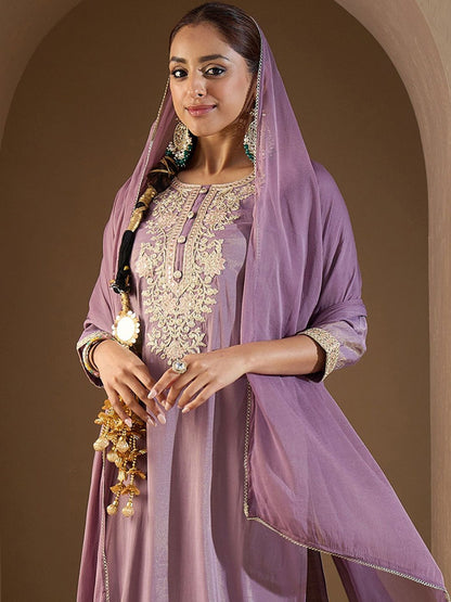 Women Ethnic Motifs Embroidered Regular Kurta with Trousers & With Dupatta