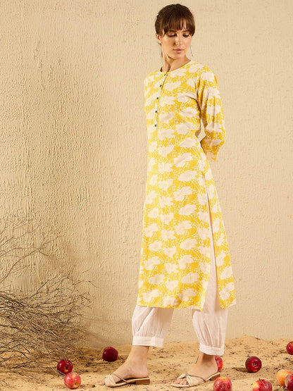 Dhiyona IE Pack of 2 Ethnic Motifs Printed Pastels Straight Kurta