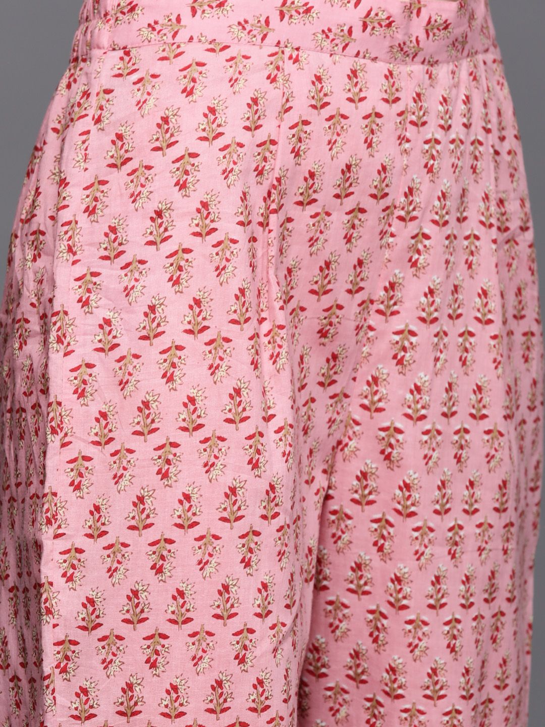 Dhiyona VA Women's Pink Printed Gotta Patti Pure Cotton Kurta with Trousers & Dupatta