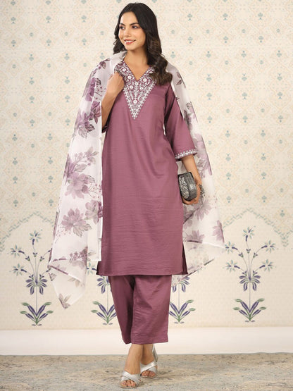 Dhiyona OD  Women Ethnic Motifs Yoke Design Regular Thread Work Kurta with Trousers & With