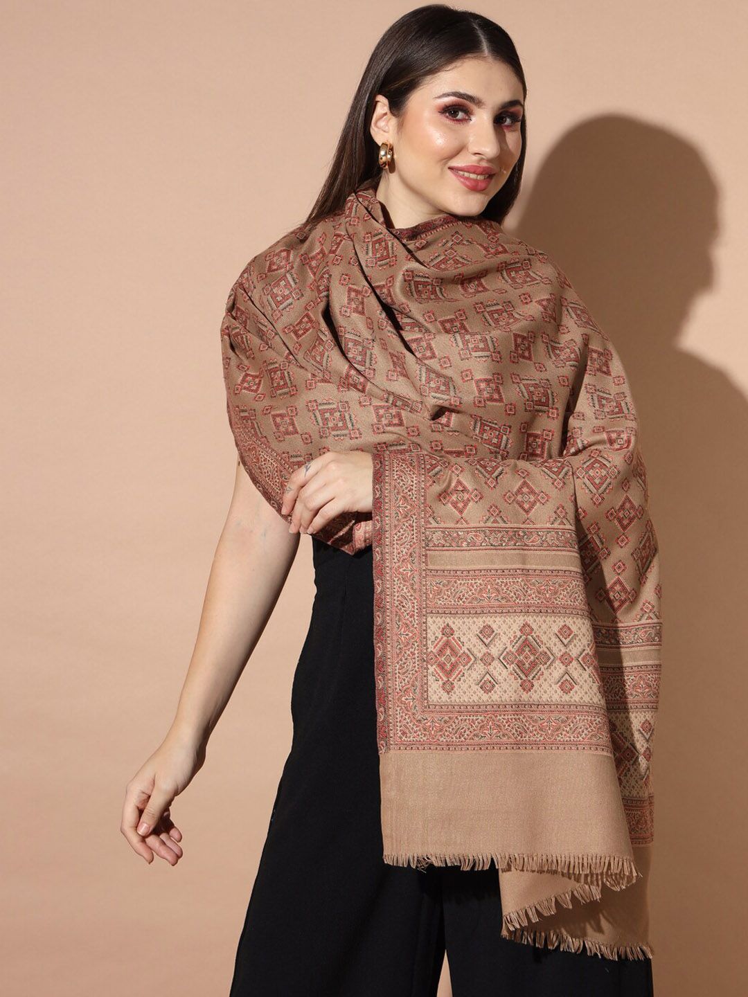 Dhiyona PA Ethnic Motifs Woven Design Jamawar Shawl