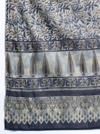 Dhiyona IE Floral Printed Pure Cotton Kurta With Trousers & Dupatta