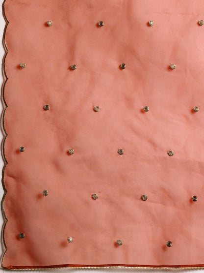 Floral Embroidered Liva Kurta with Trousers & With Dupatta