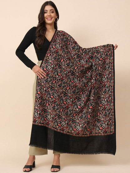 Dhiyona PA Women Floral Embroidered Pure Woollen Shawl