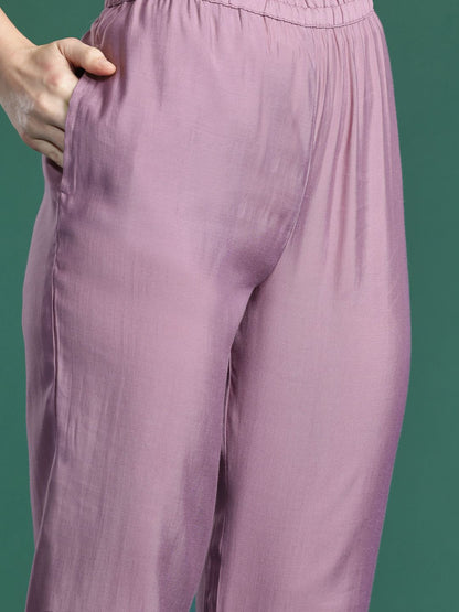 Floral Embroidered Thread Work Kurta with Trousers & With Dupatta