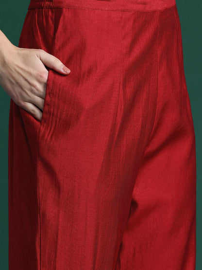 Dhiyona IE Ethnic Motifs Embroidered Regular Liva Kurta With Trousers & Dupatta