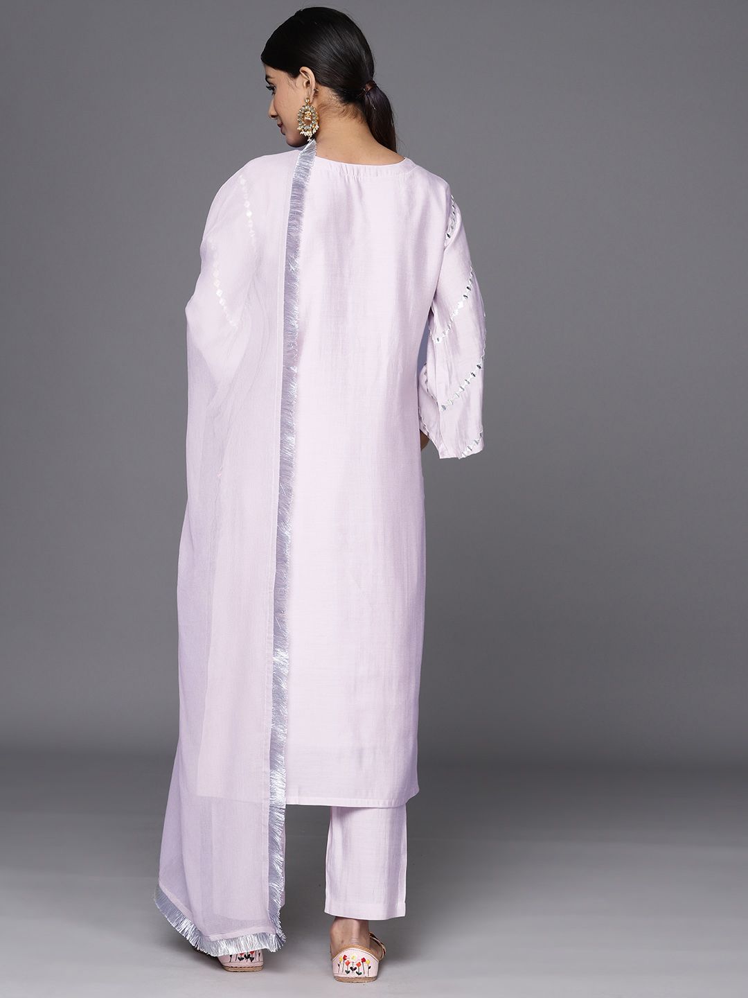 Dhiyona VA Women'sYoke Design Regular Mirror Work Kurta with Trousers & With Dupatta
