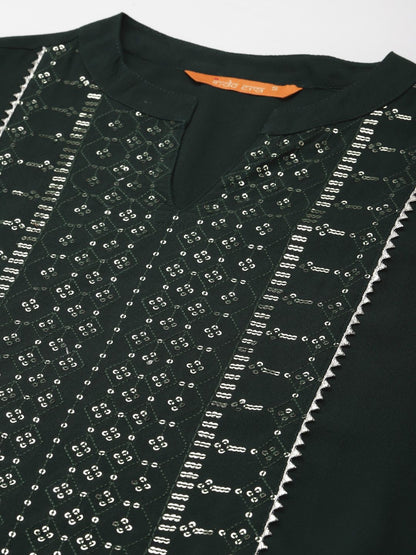 Women Green Ethnic Motifs Embroidered Regular Kurta with Palazzos & With Dupatta