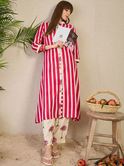 Printed Pure Cotton Kurta with Trousers