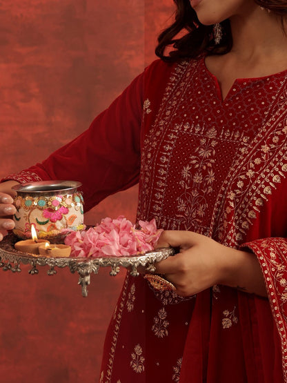 Women Ethnic Motifs Embroidered Kurta with Trousers & Dupatta