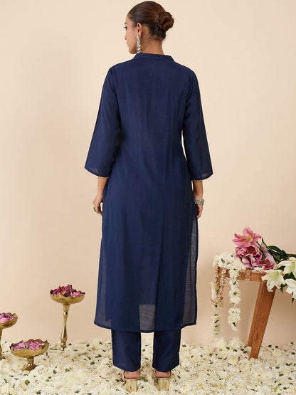 Women Ethnic Motifs Embroidered Regular Kurta with Trousers