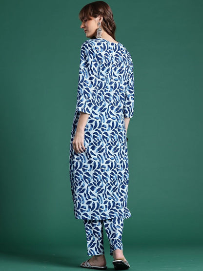 Women Printed Regular Pure Cotton Kurta with Trousers