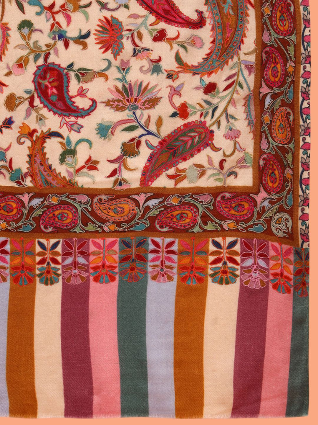 Dhiyona PA Paisley Embroidered Naqqashi Pure Wool Kalamkari Shawl