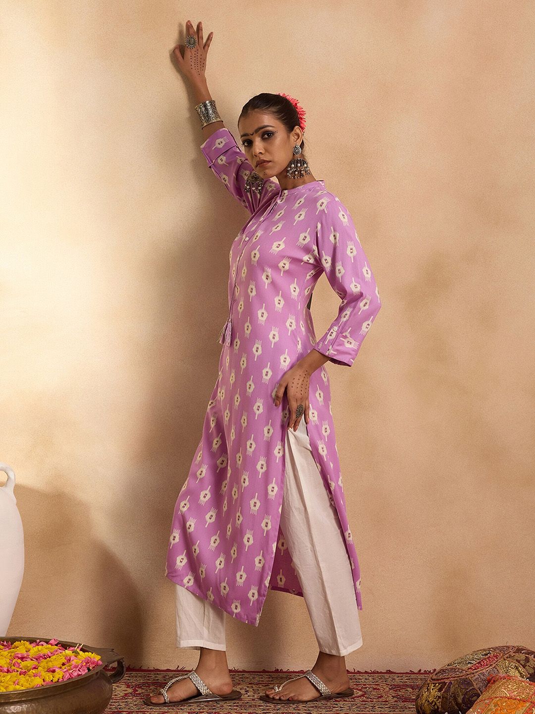 Dhiyona IE Pack of 2 Ethnic Motifs Printed Embroidered Straight Kurta
